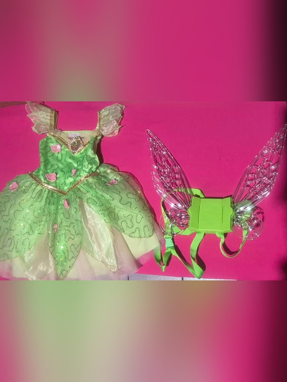 Disney Tinkerbell Dress with Clear Lightup Wings Costume
